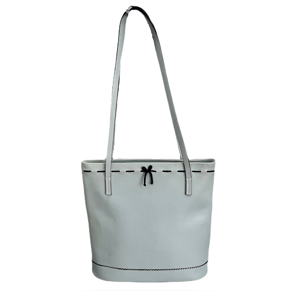 Tiffany & Fred Powder Baby Pastel Blue Leather Bow Shoulder Bag